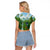 Dominica Nature Raglan Cropped T Shirt Sisserou Parrot and Waterfall Island Map with National Flag Design - Wonder Print Shop