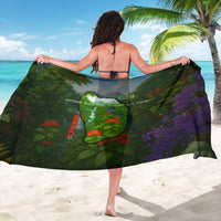 Dominica Nature Sarong Sisserou Parrot and Waterfall Island Map with National Flag Design - Wonder Print Shop