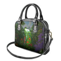 Dominica Nature Shoulder Handbag Sisserou Parrot and Waterfall Island Map with National Flag Design - Wonder Print Shop