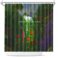 Dominica Nature Shower Curtain Sisserou Parrot and Waterfall Island Map with National Flag Design - Wonder Print Shop