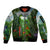 Dominica Nature Sleeve Zip Bomber Jacket Sisserou Parrot and Waterfall Island Map with National Flag Design - Wonder Print Shop