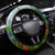 Dominica Nature Steering Wheel Cover Sisserou Parrot and Waterfall Island Map with National Flag Design - Wonder Print Shop