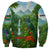 Dominica Nature Sweatshirt Sisserou Parrot and Waterfall Island Map with National Flag Design - Wonder Print Shop