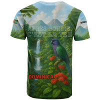 Dominica Nature T Shirt Sisserou Parrot and Waterfall Island Map with National Flag Design - Wonder Print Shop