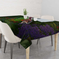 Dominica Nature Tablecloth Sisserou Parrot and Waterfall Island Map with National Flag Design - Wonder Print Shop