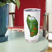 Dominica Nature Tumbler Cup Sisserou Parrot and Waterfall Island Map with National Flag Design - Wonder Print Shop