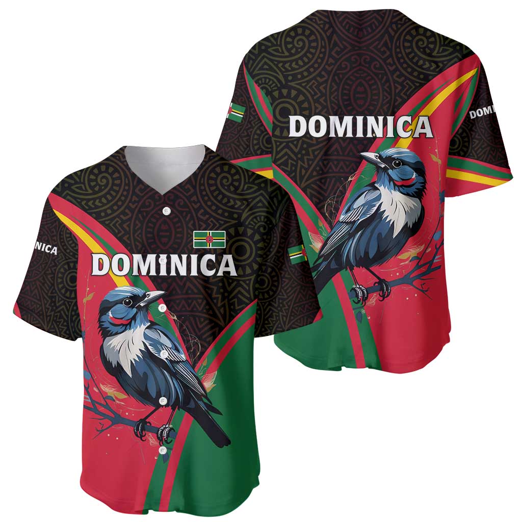 Dominica Baseball Jersey with Sisserou Parrot and Tribal Pattern Design - Wonder Print Shop