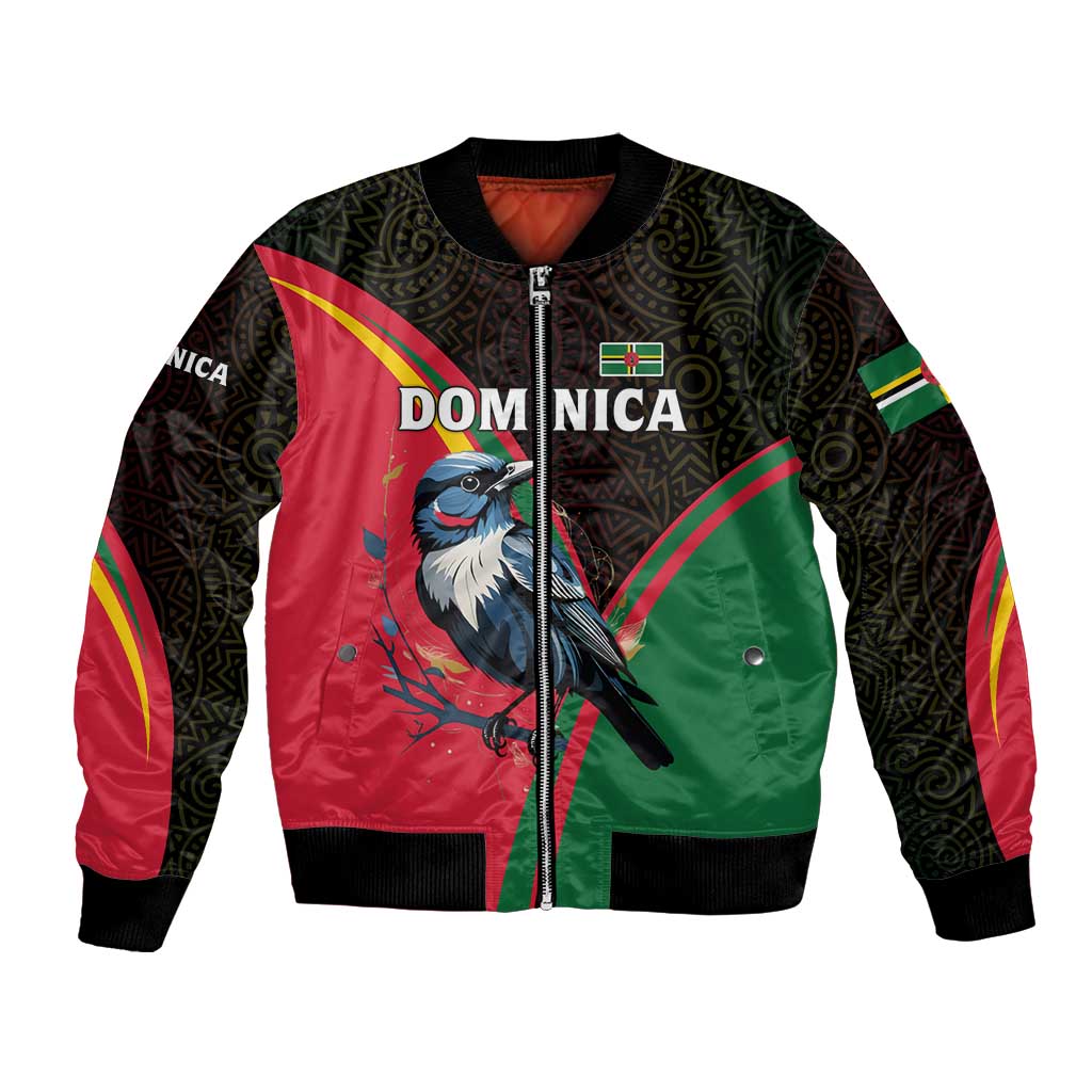 Dominica Bomber Jacket with Sisserou Parrot and Tribal Pattern Design - Wonder Print Shop