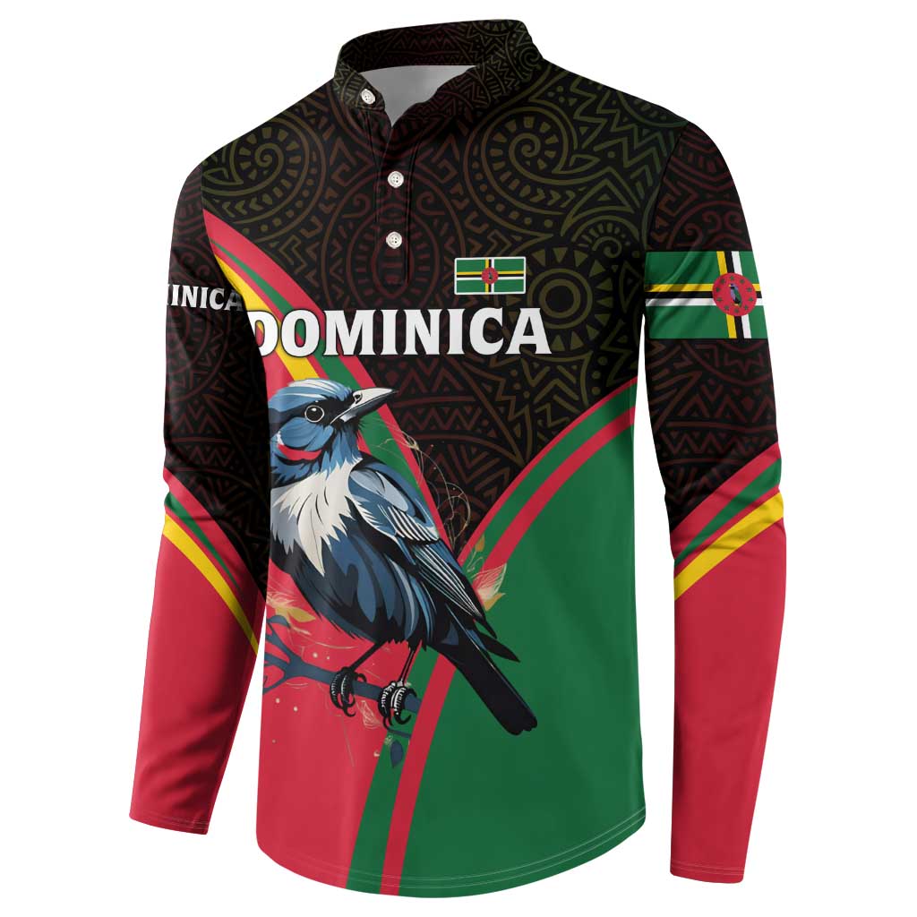 Dominica Button Sweatshirt with Sisserou Parrot and Tribal Pattern Design - Wonder Print Shop