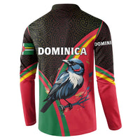 Dominica Button Sweatshirt with Sisserou Parrot and Tribal Pattern Design - Wonder Print Shop