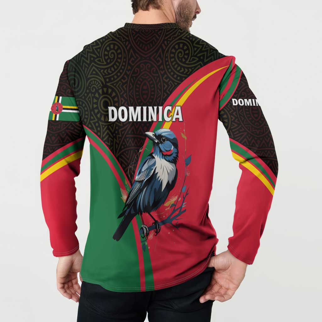 Dominica Button Sweatshirt with Sisserou Parrot and Tribal Pattern Design - Wonder Print Shop