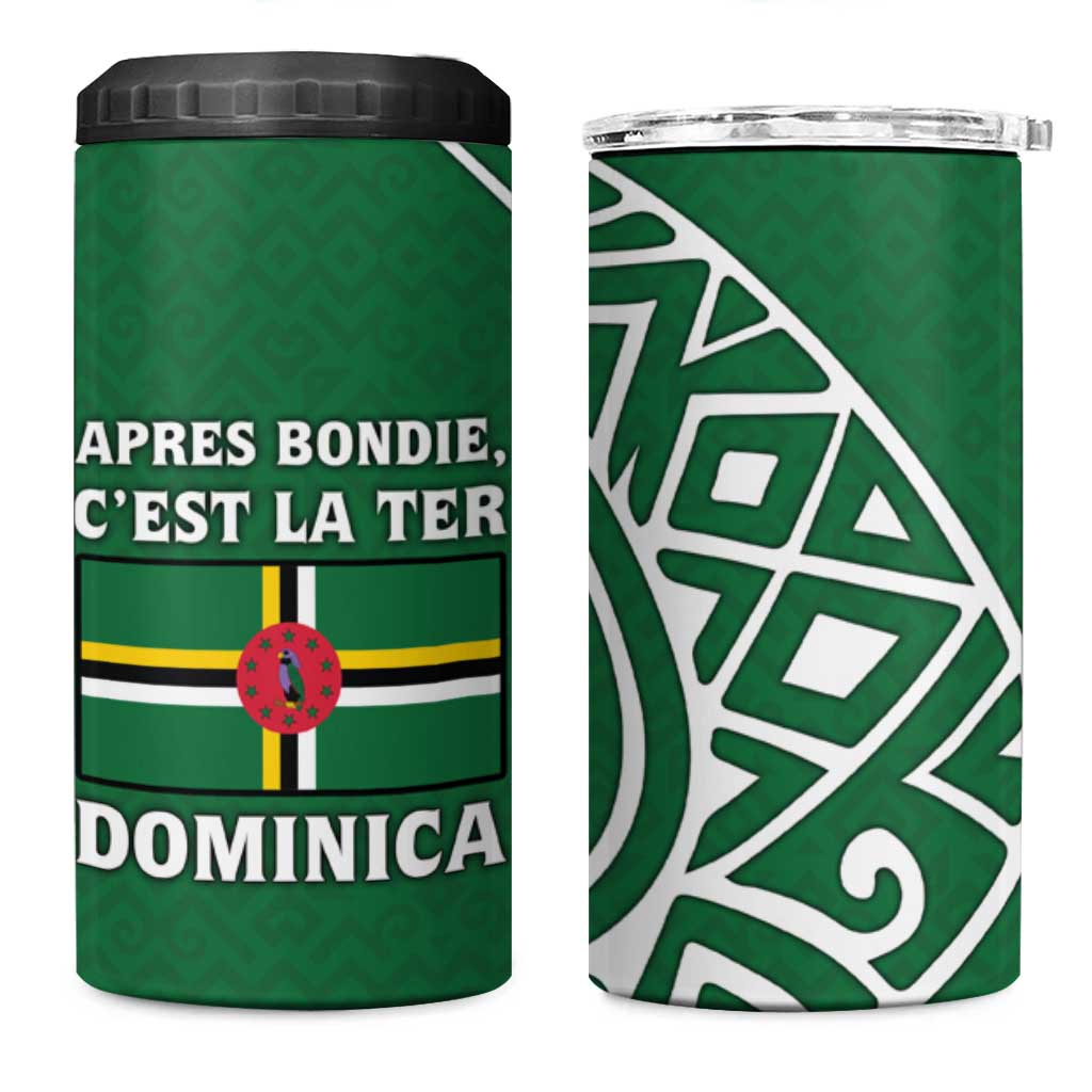 Dominica 4 in 1 Can Cooler Tumbler with Sisserou Parrot and Tribal Pattern Design - Wonder Print Shop