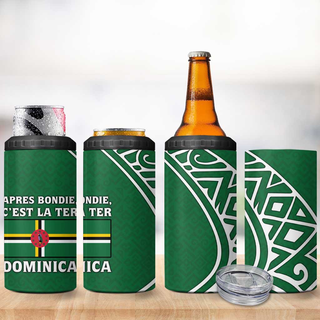 Dominica 4 in 1 Can Cooler Tumbler with Sisserou Parrot and Tribal Pattern Design - Wonder Print Shop