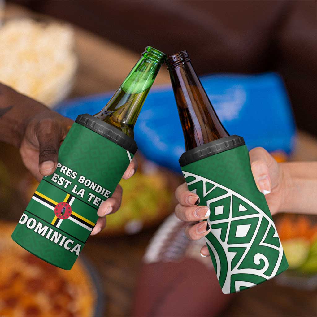 Dominica 4 in 1 Can Cooler Tumbler with Sisserou Parrot and Tribal Pattern Design - Wonder Print Shop