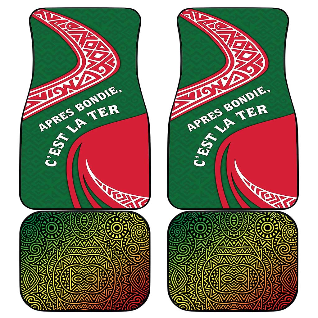 Dominica Car Mats with Sisserou Parrot and Tribal Pattern Design - Wonder Print Shop