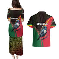 Dominica Couples Matching Puletasi and Hawaiian Shirt with Sisserou Parrot and Tribal Pattern Design - Wonder Print Shop