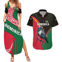 Dominica Couples Matching Summer Maxi Dress and Hawaiian Shirt with Sisserou Parrot and Tribal Pattern Design - Wonder Print Shop