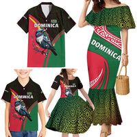 Dominica Family Matching Mermaid Dress and Hawaiian Shirt with Sisserou Parrot and Tribal Pattern Design - Wonder Print Shop