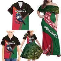 Dominica Family Matching Off Shoulder Maxi Dress and Hawaiian Shirt with Sisserou Parrot and Tribal Pattern Design - Wonder Print Shop