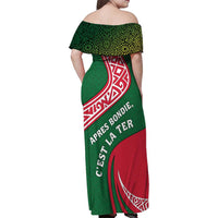 Dominica Family Matching Off Shoulder Maxi Dress and Hawaiian Shirt with Sisserou Parrot and Tribal Pattern Design - Wonder Print Shop