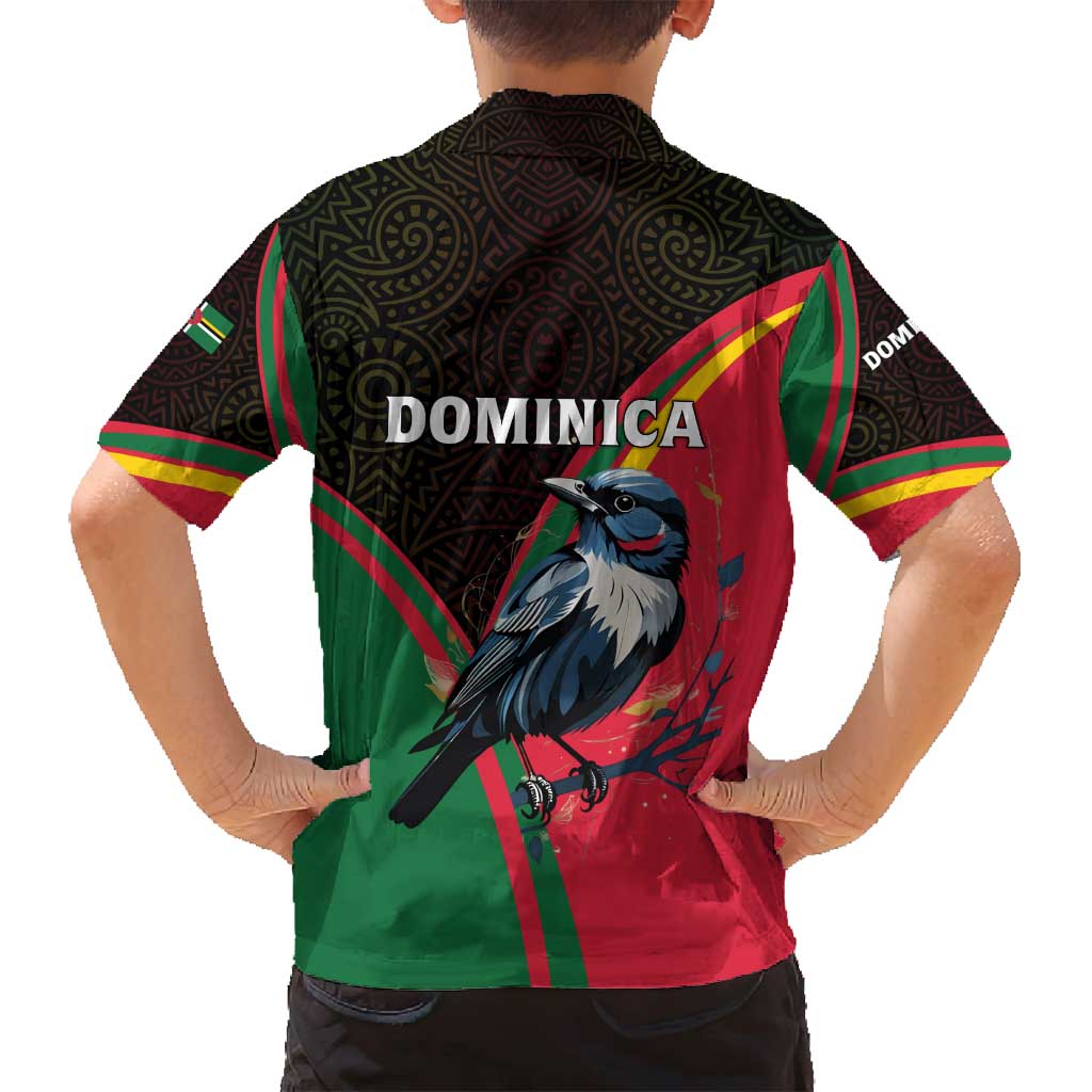 Dominica Family Matching Off Shoulder Short Dress and Hawaiian Shirt with Sisserou Parrot and Tribal Pattern Design - Wonder Print Shop