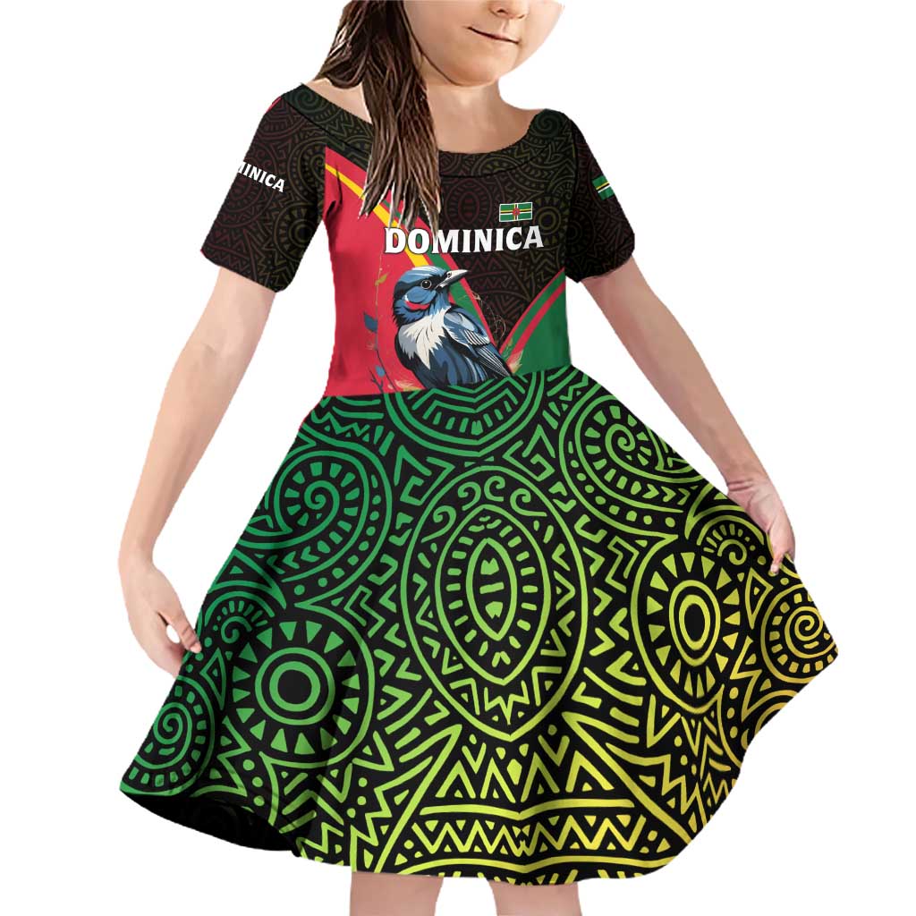 Dominica Family Matching Off Shoulder Short Dress and Hawaiian Shirt with Sisserou Parrot and Tribal Pattern Design - Wonder Print Shop