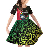 Dominica Family Matching Off Shoulder Short Dress and Hawaiian Shirt with Sisserou Parrot and Tribal Pattern Design - Wonder Print Shop