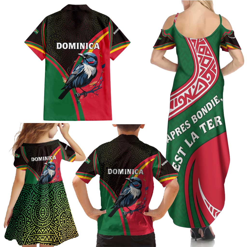 Dominica Family Matching Summer Maxi Dress and Hawaiian Shirt with Sisserou Parrot and Tribal Pattern Design - Wonder Print Shop