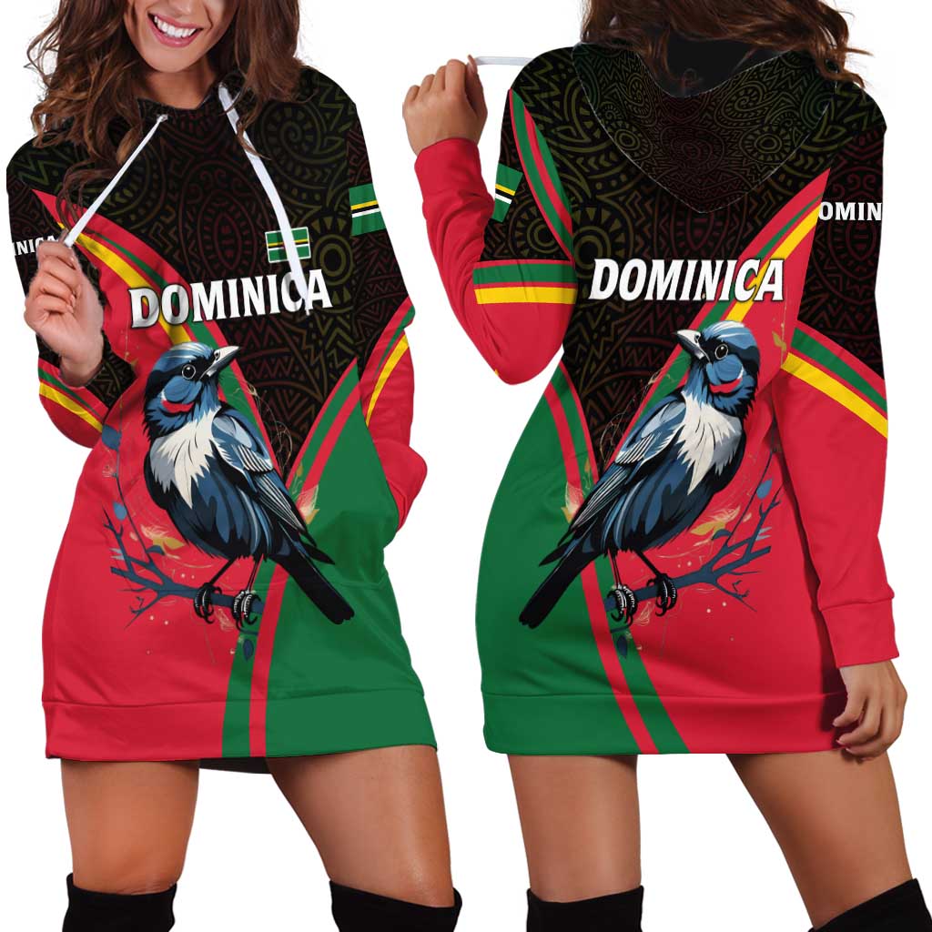 Dominica Hoodie Dress with Sisserou Parrot and Tribal Pattern Design - Wonder Print Shop