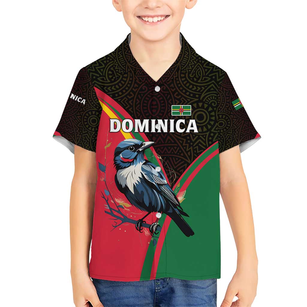 Dominica Kid Hawaiian Shirt with Sisserou Parrot and Tribal Pattern Design - Wonder Print Shop