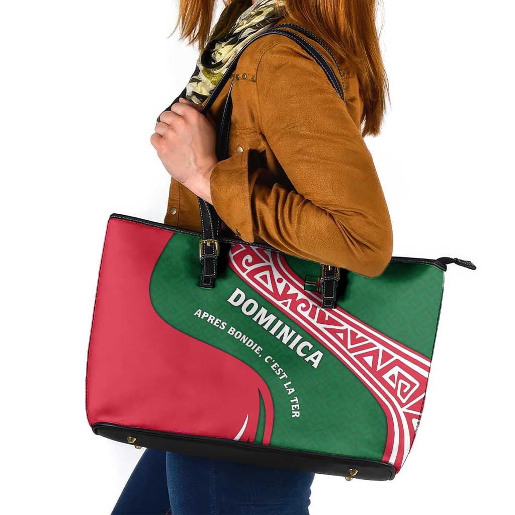 Dominica Leather Tote Bag with Sisserou Parrot and Tribal Pattern Design - Wonder Print Shop