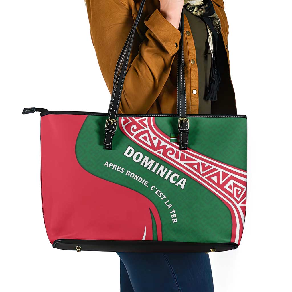 Dominica Leather Tote Bag with Sisserou Parrot and Tribal Pattern Design - Wonder Print Shop
