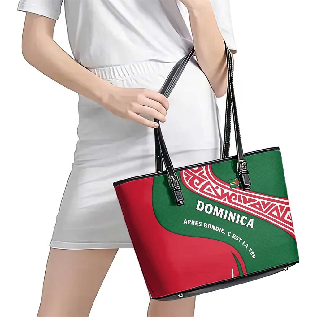 Dominica Leather Tote Bag with Sisserou Parrot and Tribal Pattern Design - Wonder Print Shop