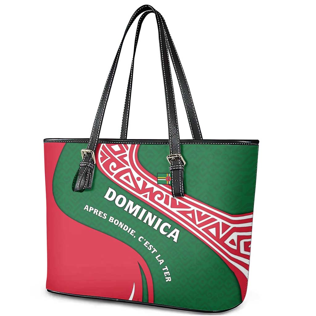 Dominica Leather Tote Bag with Sisserou Parrot and Tribal Pattern Design - Wonder Print Shop
