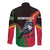 Dominica Long Sleeve Button Shirt with Sisserou Parrot and Tribal Pattern Design - Wonder Print Shop