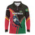 Dominica Long Sleeve Polo Shirt with Sisserou Parrot and Tribal Pattern Design - Wonder Print Shop