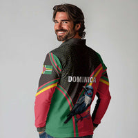 Dominica Long Sleeve Polo Shirt with Sisserou Parrot and Tribal Pattern Design - Wonder Print Shop