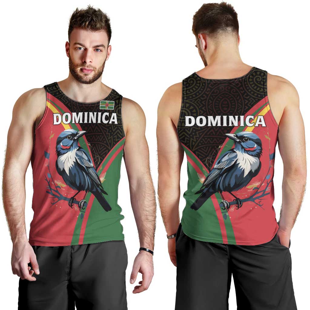 Dominica Men Tank Top with Sisserou Parrot and Tribal Pattern Design - Wonder Print Shop