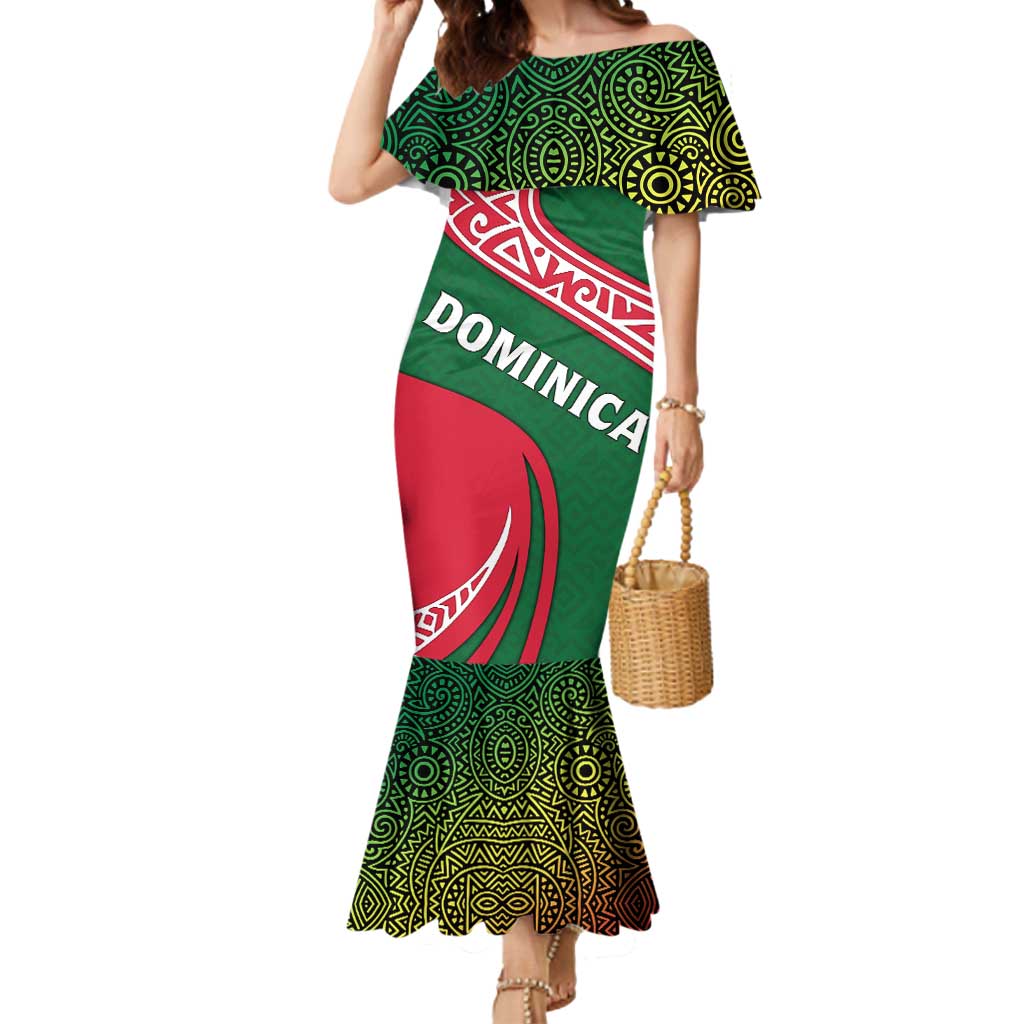 Dominica Mermaid Dress with Sisserou Parrot and Tribal Pattern Design - Wonder Print Shop
