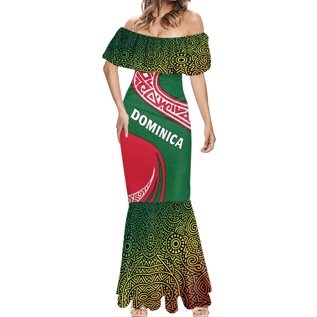 Dominica Mermaid Dress with Sisserou Parrot and Tribal Pattern Design - Wonder Print Shop