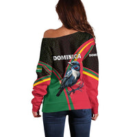 Dominica Off Shoulder Sweater with Sisserou Parrot and Tribal Pattern Design - Wonder Print Shop