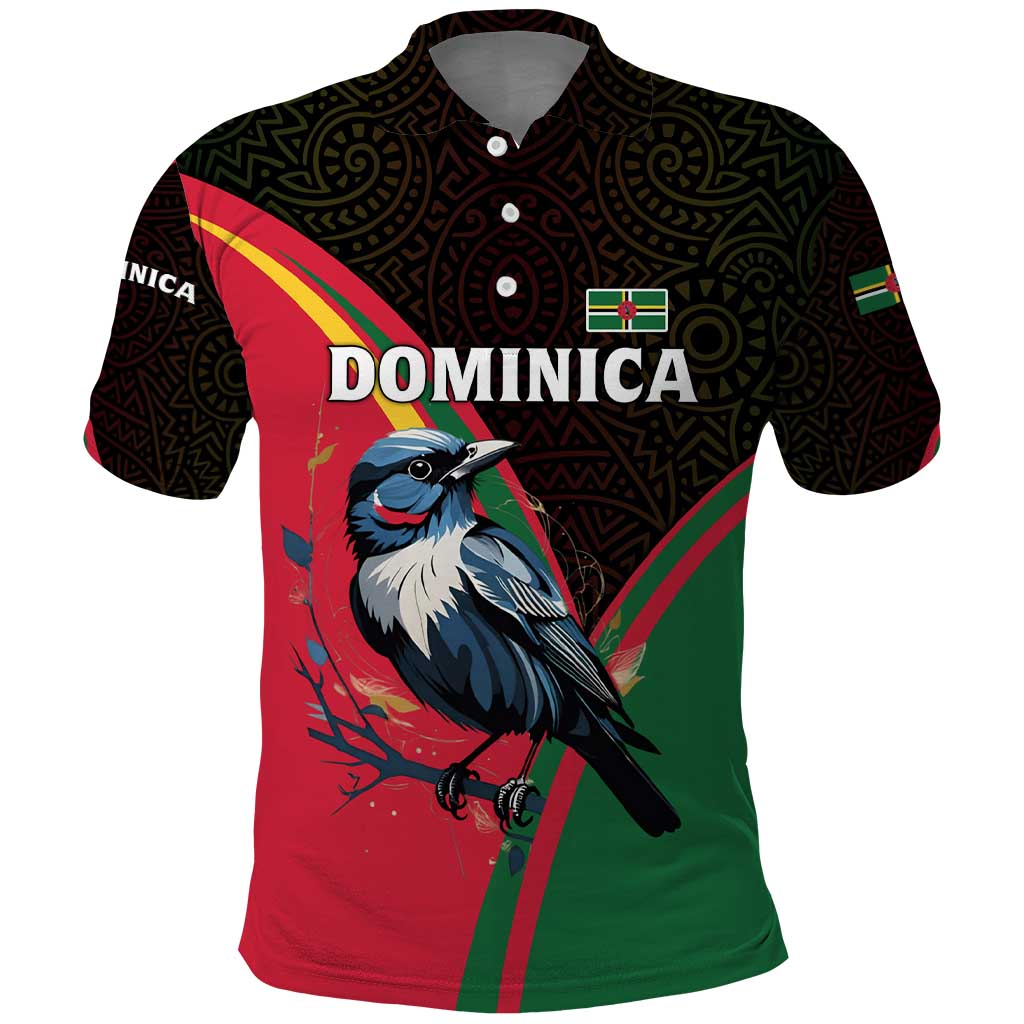 Dominica Polo Shirt with Sisserou Parrot and Tribal Pattern Design - Wonder Print Shop