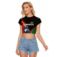 Dominica Raglan Cropped T Shirt with Sisserou Parrot and Tribal Pattern Design - Wonder Print Shop