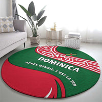 Dominica Round Carpet with Sisserou Parrot and Tribal Pattern Design - Wonder Print Shop