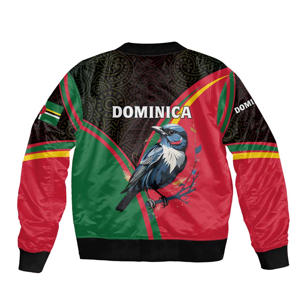 Dominica Sleeve Zip Bomber Jacket with Sisserou Parrot and Tribal Pattern Design - Wonder Print Shop