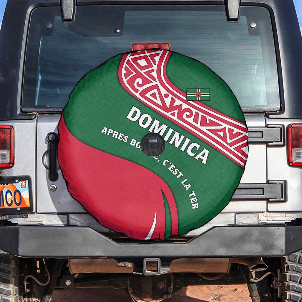 Dominica Spare Tire Cover with Sisserou Parrot and Tribal Pattern Design - Wonder Print Shop