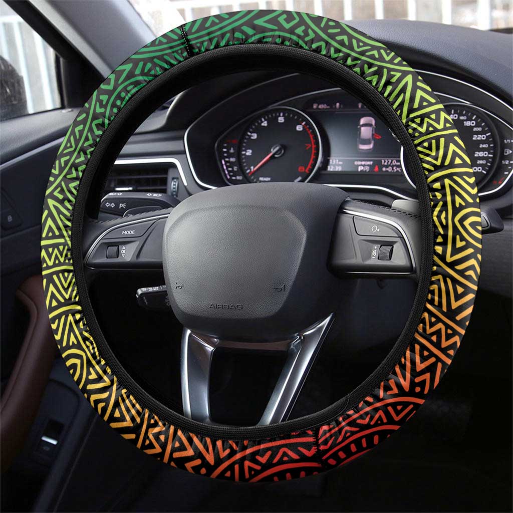 Dominica Steering Wheel Cover with Sisserou Parrot and Tribal Pattern Design - Wonder Print Shop