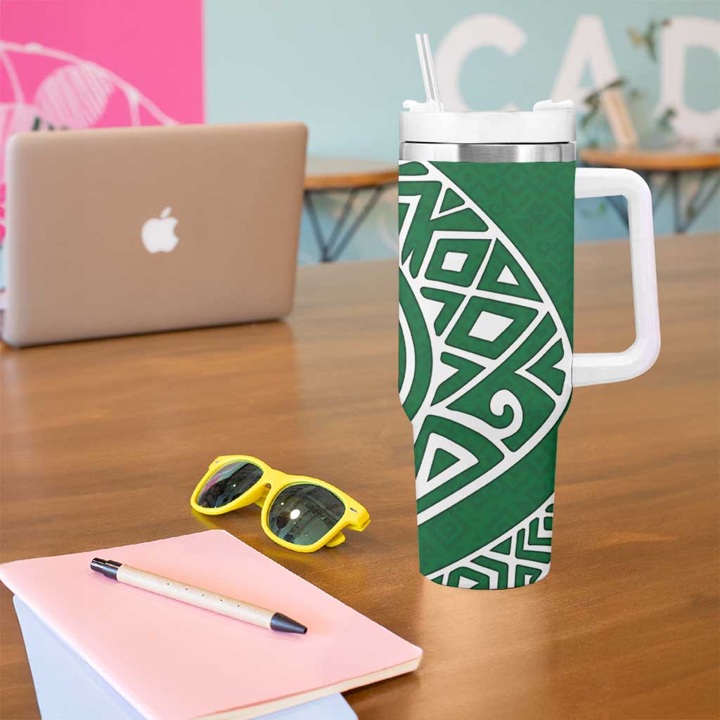 Dominica Tumbler With Handle with Sisserou Parrot and Tribal Pattern Design - Wonder Print Shop