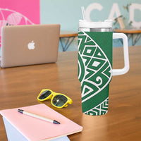 Dominica Tumbler With Handle with Sisserou Parrot and Tribal Pattern Design - Wonder Print Shop