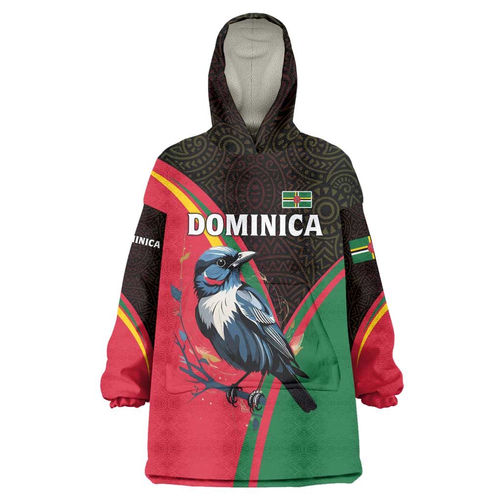 Dominica Wearable Blanket Hoodie with Sisserou Parrot and Tribal Pattern Design - Wonder Print Shop